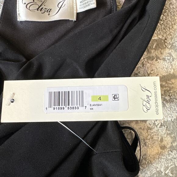 NWT Eliza J Black Twist Front Sleeveless Long Evening Dress Women's Size 4 - Picture 8 of 11